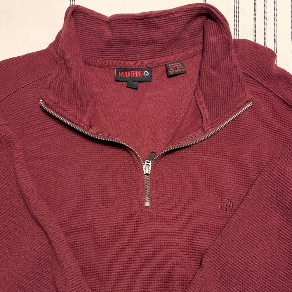Wolverine Men's Maroon Zip-Up Sweater - Picture 2 of 2